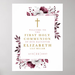 Floral de boho rosa primera señal de bienvenida de