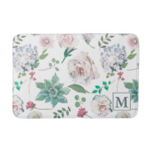 Floral de bonito con alfombra de baño monogramo