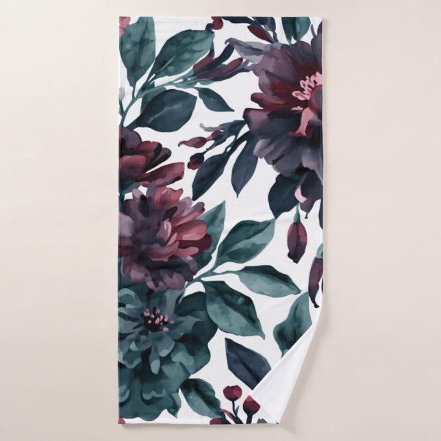Floral de Botánicos de Acuarela Malhumorada (Toalla de baño)