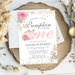 Floral de calabaza rosa lindo Invitación de primer