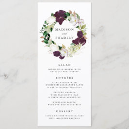 Floral de ciruelas oscuras | Tarjeta de menú Boda