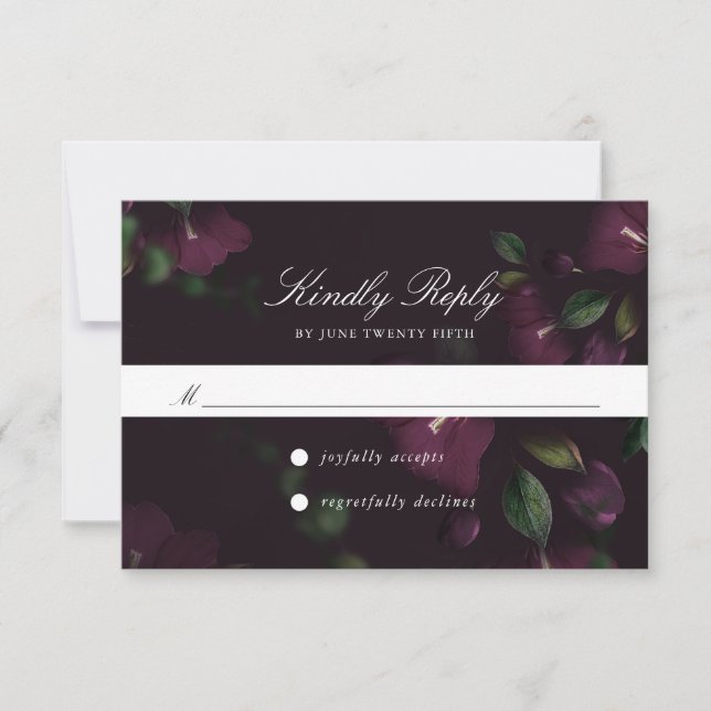 Floral de ciruelas oscuras | Tarjeta RSVP (Anverso)