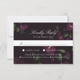 Floral de ciruelas oscuras | Tarjeta RSVP con opci