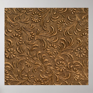 Floral de cobre: arte de panel Grabado en relieve.
