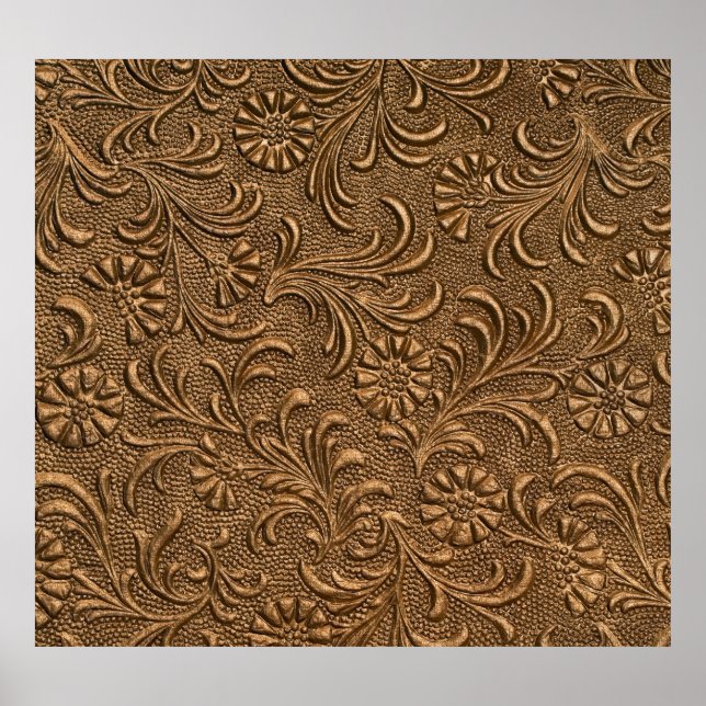 Floral de cobre: arte de panel Grabado en relieve. (Frente)