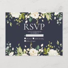 Floral de color azul y blanco sin menú RSVP
