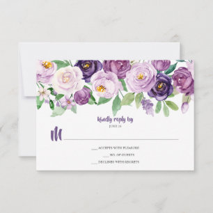 Floral de color de agua de lavado púrpura RSVP