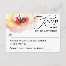 Floral de color de agua rosa y rosa RSVP