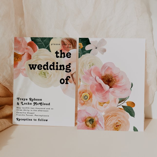 Floral de colores audaces | El Boda De Invitación (Subido por el creador)
