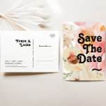 Floral de colores audaces | Guardar la postal de f<br><div class="desc">Esta floral audaz y colorida | ahorra que la postal de fecha irá maravillosamente con tu boda botánico moderno y brillante. Las grandes acuarelas de color rosa rosa oscuro, naranja quemado, rosas polvorientos y trozos de melocotón enclavados en la vegetación crean un ambiente de boho-jardín lleno de vitalidad. El diseño...</div>