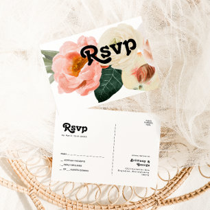 Floral de colores audaces Postal RSVP de boda