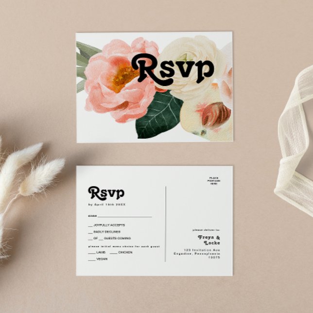 Floral de colores audaces | Postal RSVP de elecció (Subido por el creador)