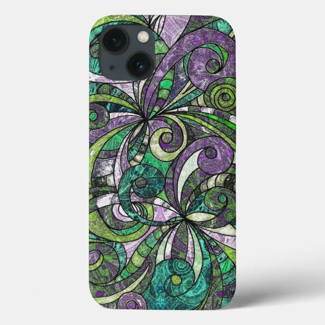 Floral de dibujo duro para iPhone 6 Funda (Reverso)