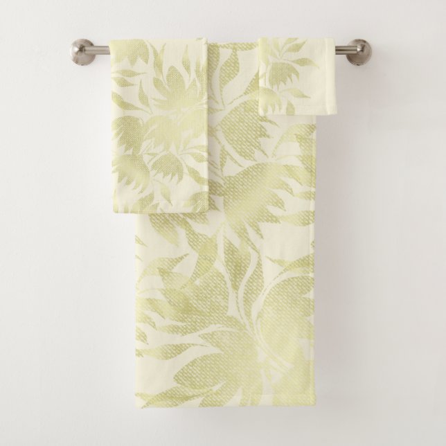 Floral de encaje texturizado beis dorado (In situ)