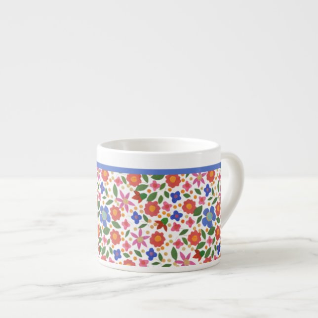 Floral de estilo de arte folclórico en tazas de es (Derecha)