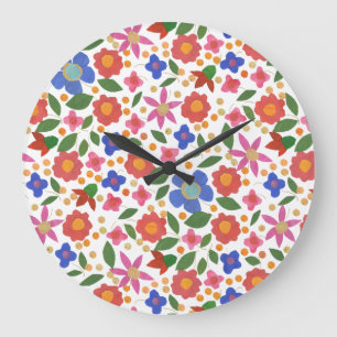 Floral de estilo de arte folclórico sobre reloj de