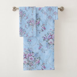 Floral de estilo victoriano azul blanco francés