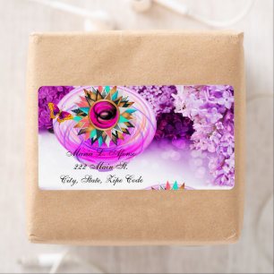 Floral de etiquetas de devolución de dirección