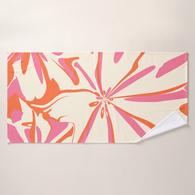 Floral de fantasía - rosa, Naranja y crema (Toalla de baño)