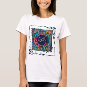 Floral de fe de bonito deja camiseta inespiritiva