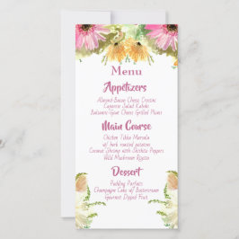 Floral de flores silvestres Boda Menus