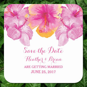 Floral de Hibiscus Save the Date Pegatinas