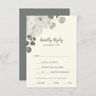 Floral de invierno Carta de marfil - Tarjeta RSVP 