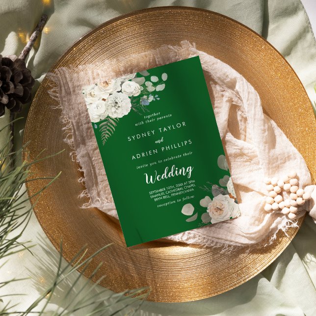 Floral de invierno | Invitación a la boda verde in (Subido por el creador)
