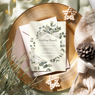 Floral de invierno   Invitación de Boda de Marfil 