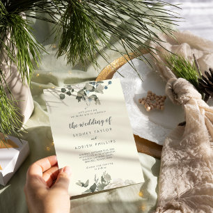 Floral de invierno   Marfil El Boda De Invitación