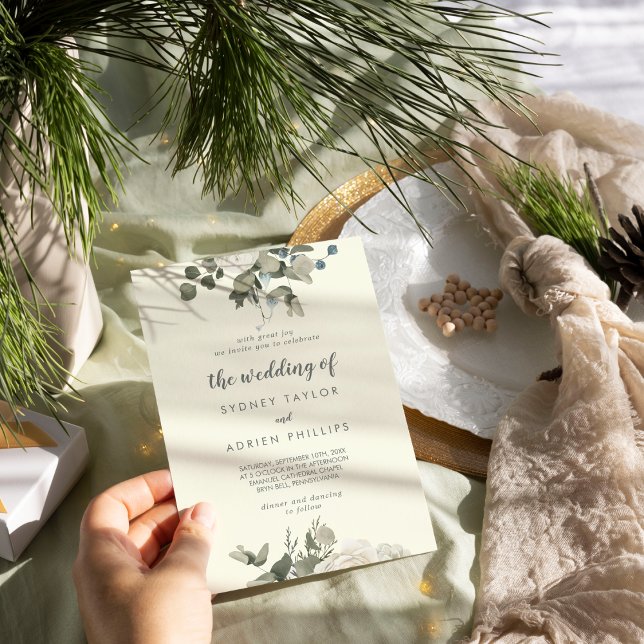 Floral de invierno | Marfil El Boda De Invitación (Subido por el creador)