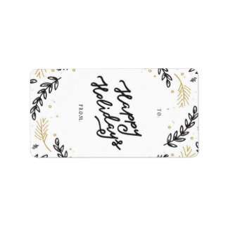 Floral de invierno negro y dorado - etiqueta de re