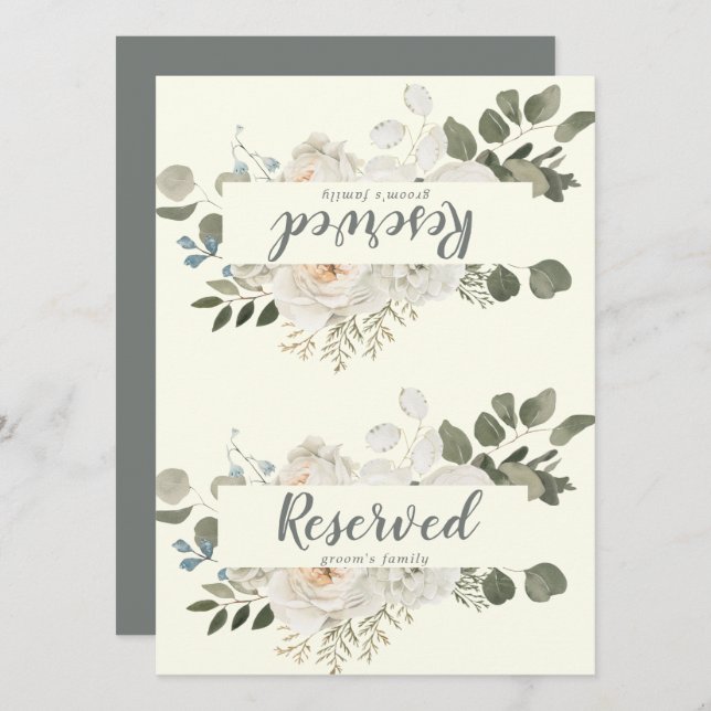 Floral de invierno | Rótulo reservado de Boda de M (Anverso / Reverso)
