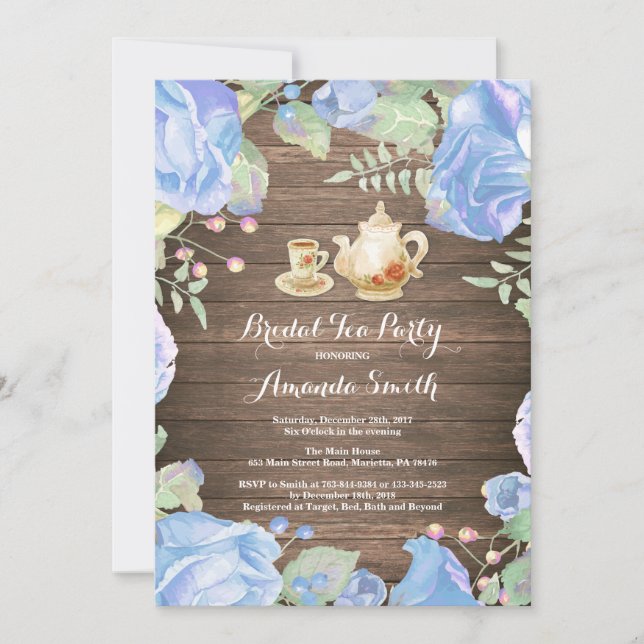 Floral de invitación a fiesta de té de ducha de no (Anverso)