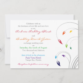 Floral de invitación a la boda del arcoiris