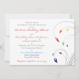 Floral de invitación a la boda del arcoiris