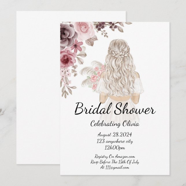 FLORAL DE INVITACIÓN DE LA DUCHA BRIDAL (Anverso / Reverso)