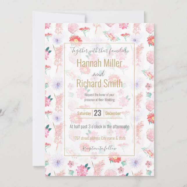 Floral de jardín rosa blanco moderno (Anverso)