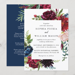 Floral de la Marina Borgoña Todo En Invitación De 