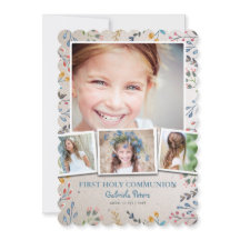 Floral de la primera comunión sagrada | Invitacion