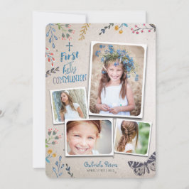 Floral de la primera comunión sagrada | Invitacion