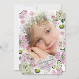 Floral de la primera comunión sagrada | Invitacion