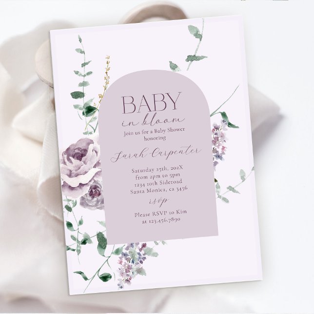 Floral de Lilac en la invitación de Baby Shower en (Subido por el creador)