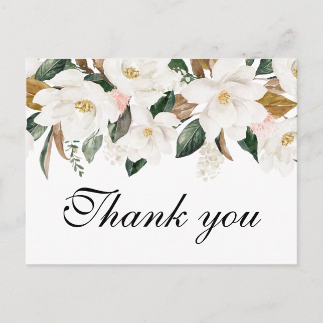 FLORAL DE MAGNOLIA | Gracias tarjeta boda (Anverso)