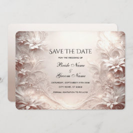 Floral de marfil blanco salva la tarjeta de fecha