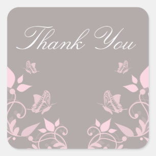 Floral de mariposa rosa Gracias Pegatinas