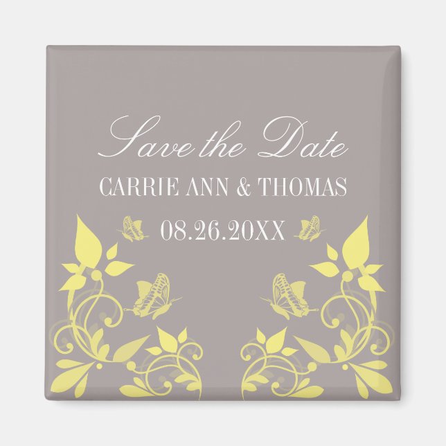 Floral de mariposa salva el imán de la fecha, amar (Frente)