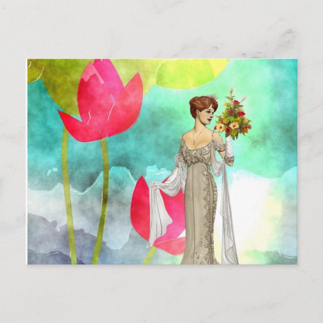 Floral de mujer ventilado de postales (Anverso)