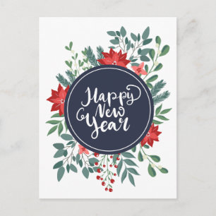 Floral de Navidad Feliz Año Nuevo
