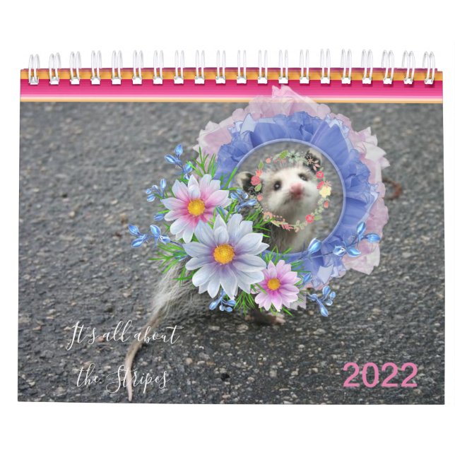 Floral de Opossum en el calendario 2022 (Reverso)